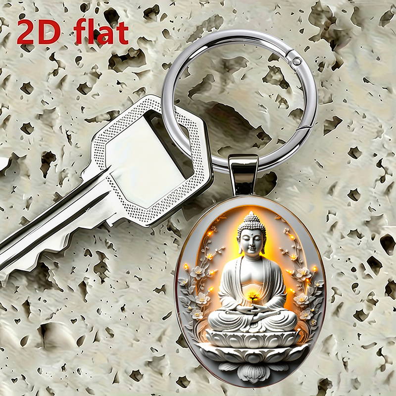 Zen Tranquility Keychain with White Jade Design